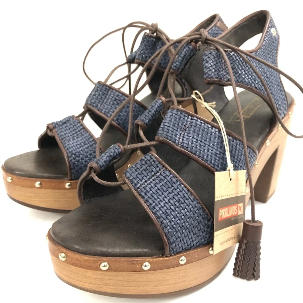 PIKOLINOS Sz 42 Blue Leather Platform Sandals - Olmo - Picture 5 of 13